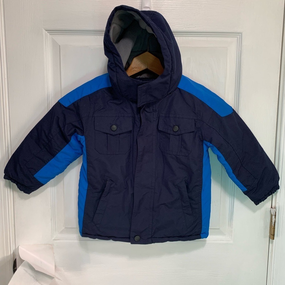 WonderKids Boys Blue Hooded Coat 4T Casual Front Zip Pockets Play Winter Outside